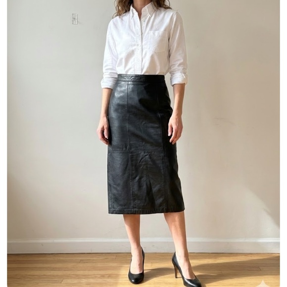 Vintage Dresses & Skirts - Vintage Leather Midi Skirt